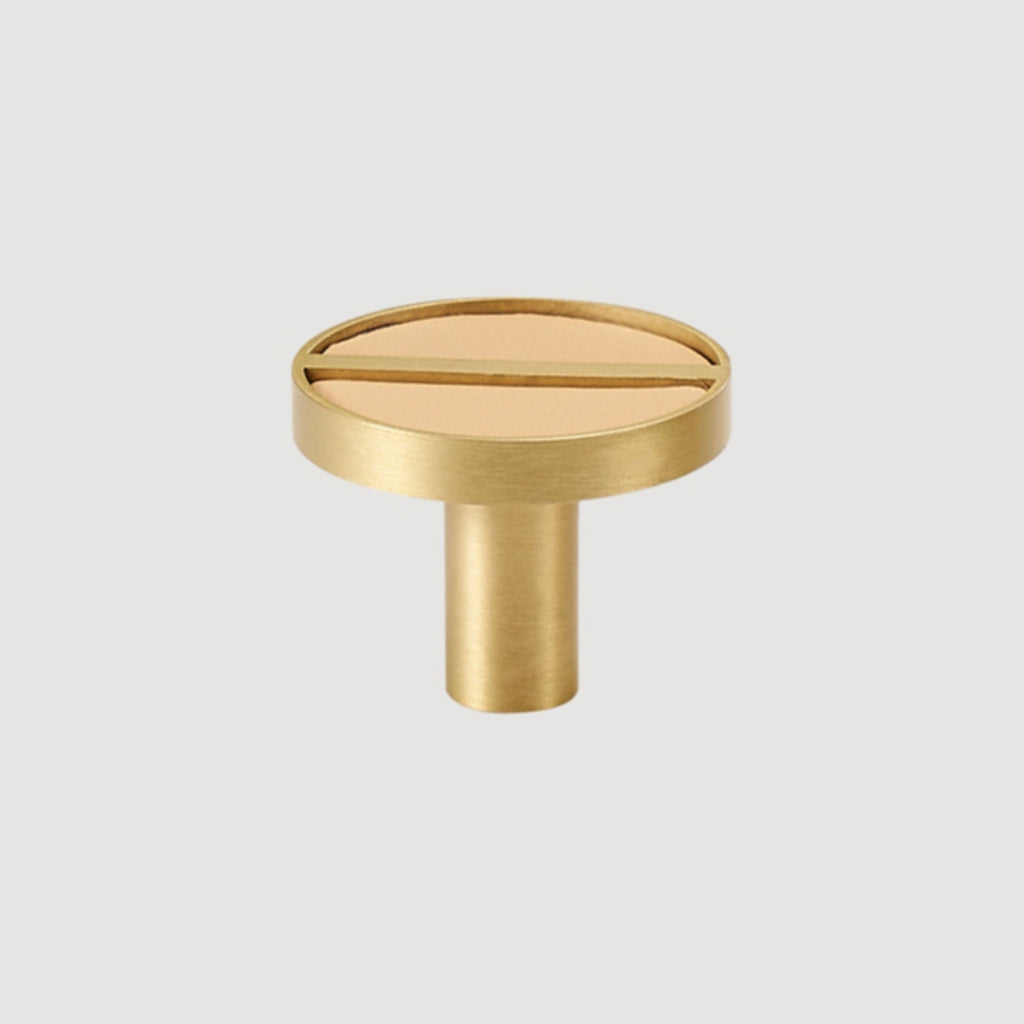 Pomolo 1076 | Ottone + Pelle | Beige