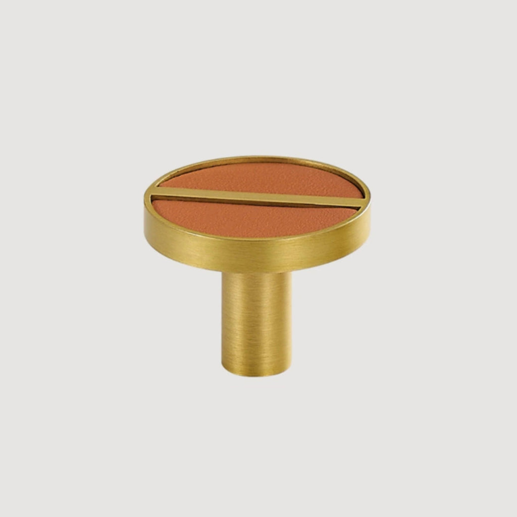 Bouton 1076 | Laiton + Cuir | Tan