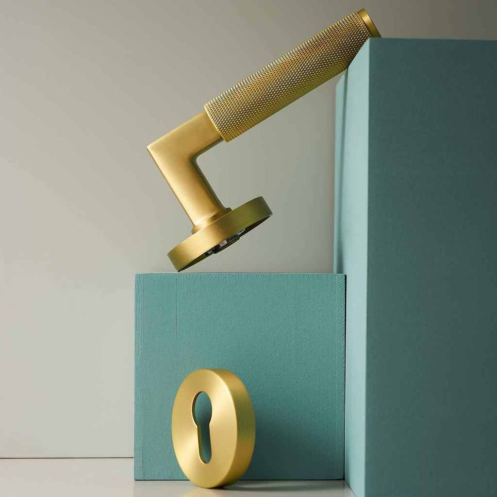 Maniglia per Porta 308A-243 | Zigrinata | Ottone