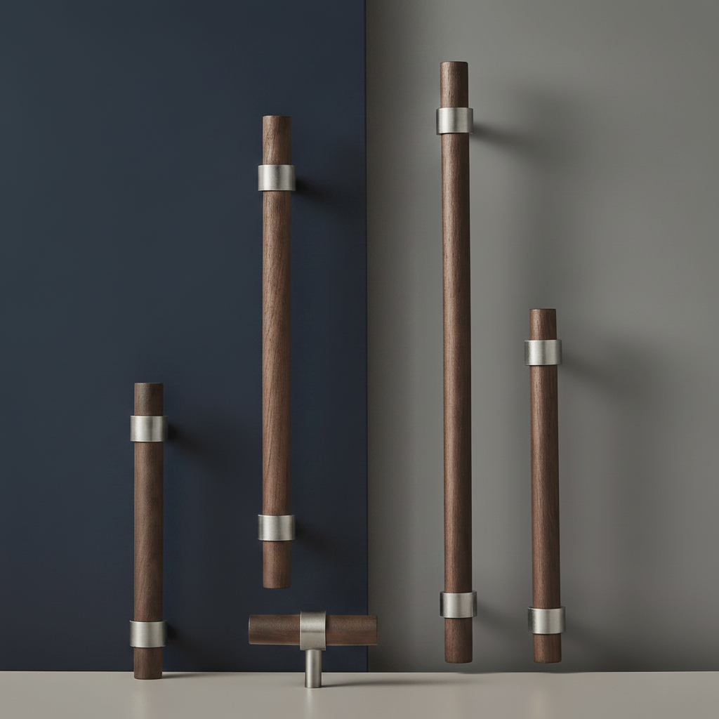 Poignée CH025W | Noyer + Nickel